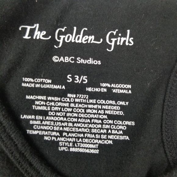 4/$25 The Golden Girls  Muscle Tank Juniors Sz S 3/5 Black ABC Quote Shirt - Picture 7 of 9